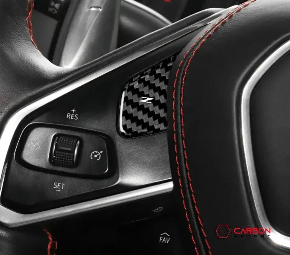 C8 Corvette Real Carbon Fiber Steering Wheel Button Covers | Heated & Non-Heated (2020–2026)