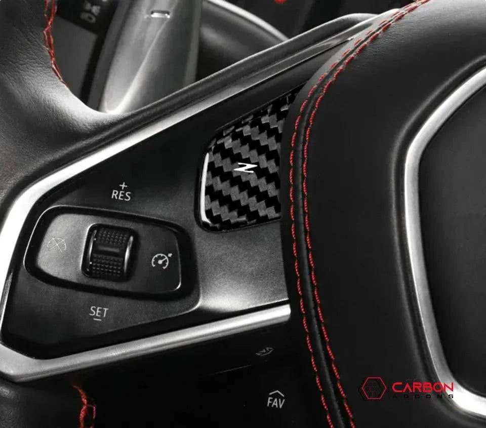 C8 Corvette Carbon Fiber Heated and Non Heated Steering Wheel Button Covers