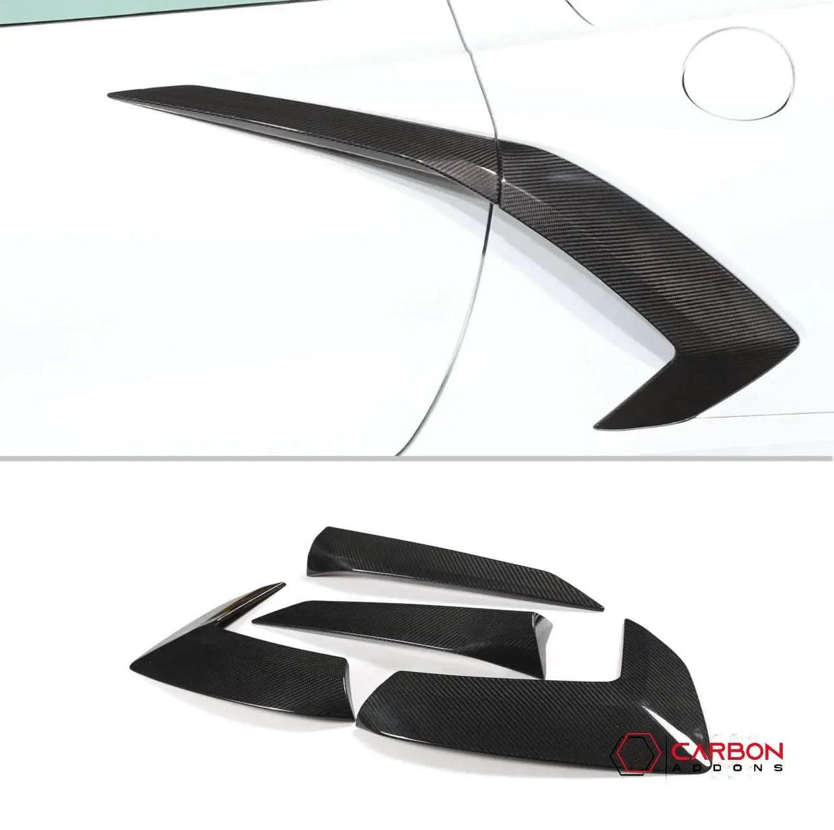 C8 Corvette Stingray Carbon Fiber Side Scoop Boomerang Trim Covers (4-Piece Set) | Exterior Upgrade (2020–2026)