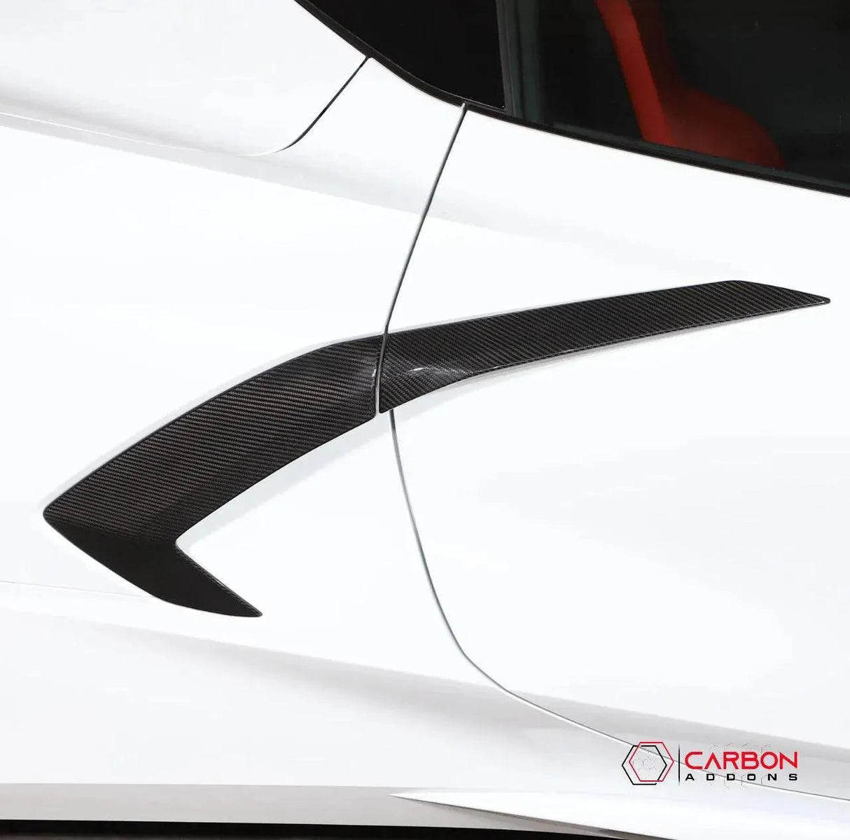 C8 Corvette Exterior Side Scoop Boomerang Trim Carbon Fiber Cover Set
