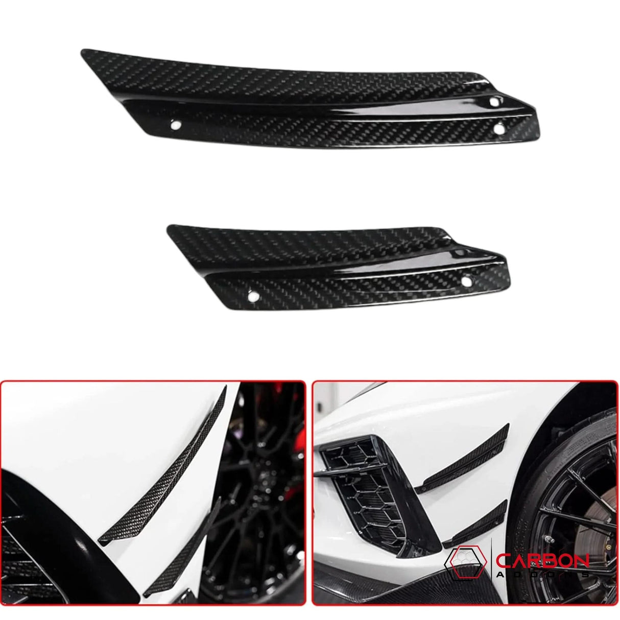 C8 Corvette Carbon Fiber Front Bumper Canards (4-Piece Set) | Aero Upgrade (2020–2026)