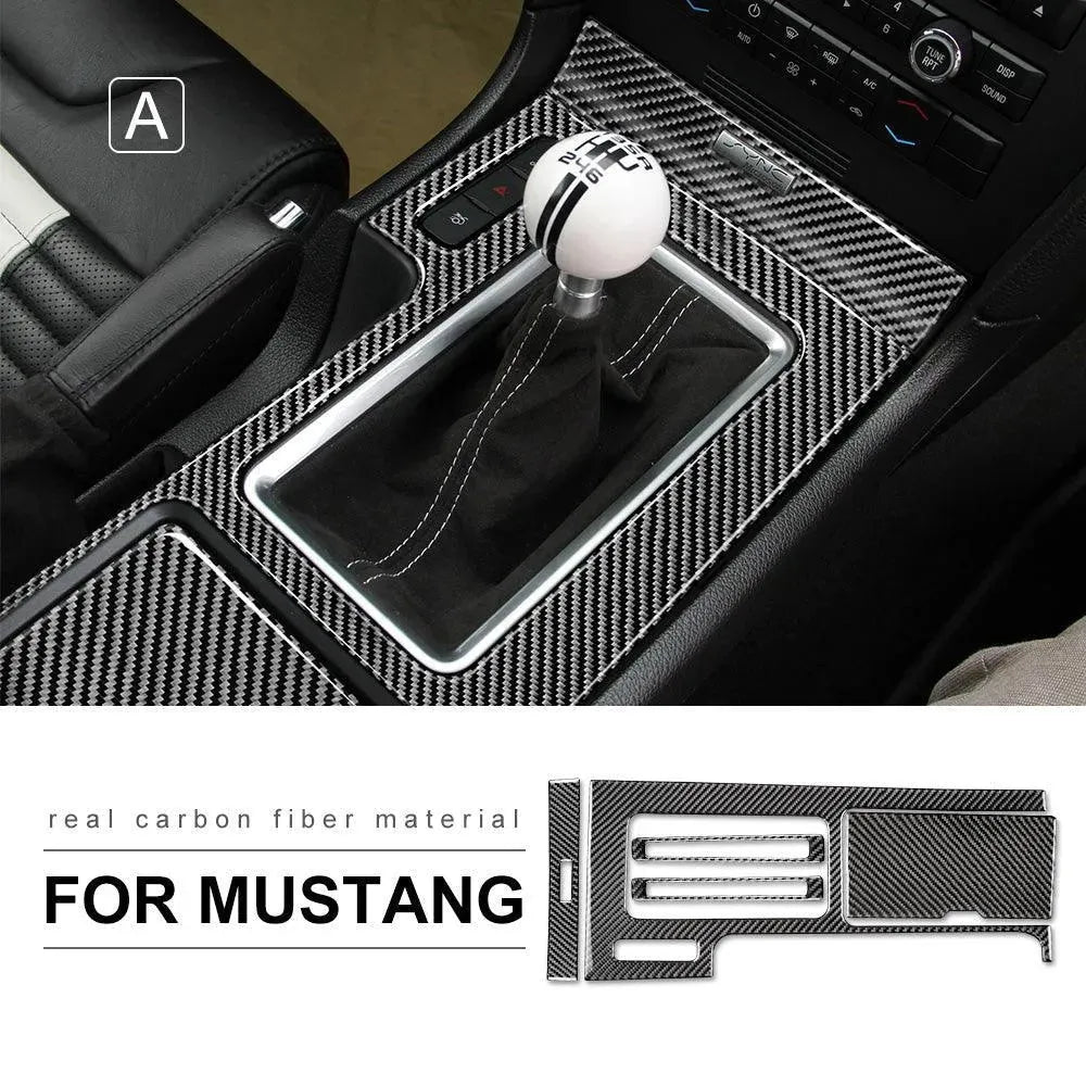 Carbon Fiber Center Console Trim Interior Overlay For Mustang 2010-2014