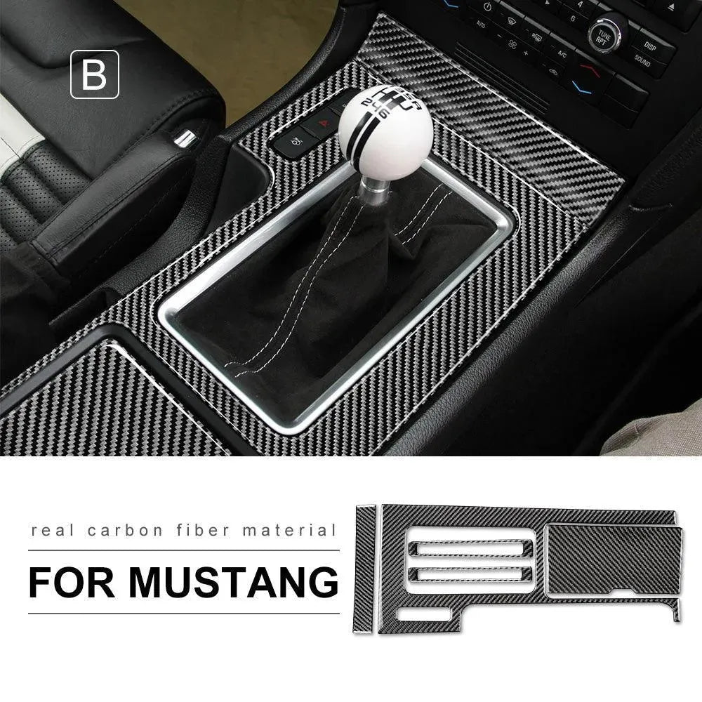 Carbon Fiber Center Console Trim Interior Overlay For Mustang 2010-2014