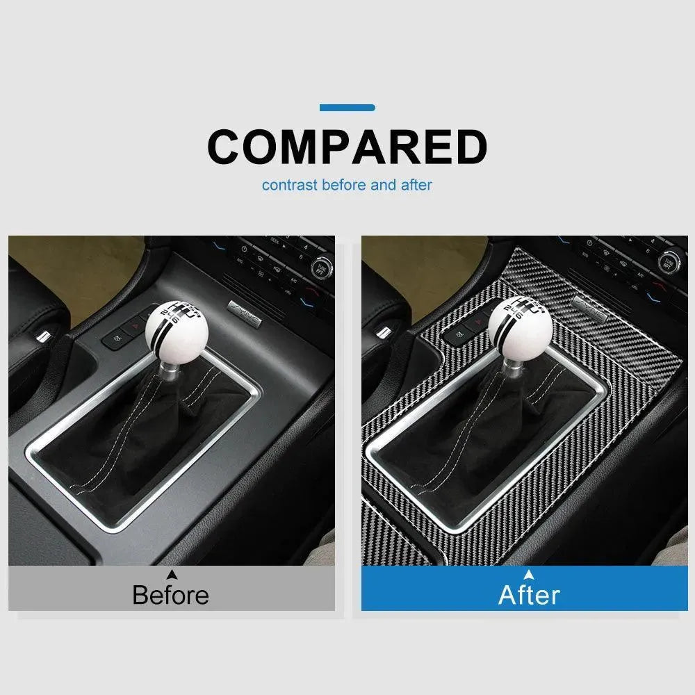 Carbon Fiber Center Console Trim Interior Overlay For Mustang 2010-2014