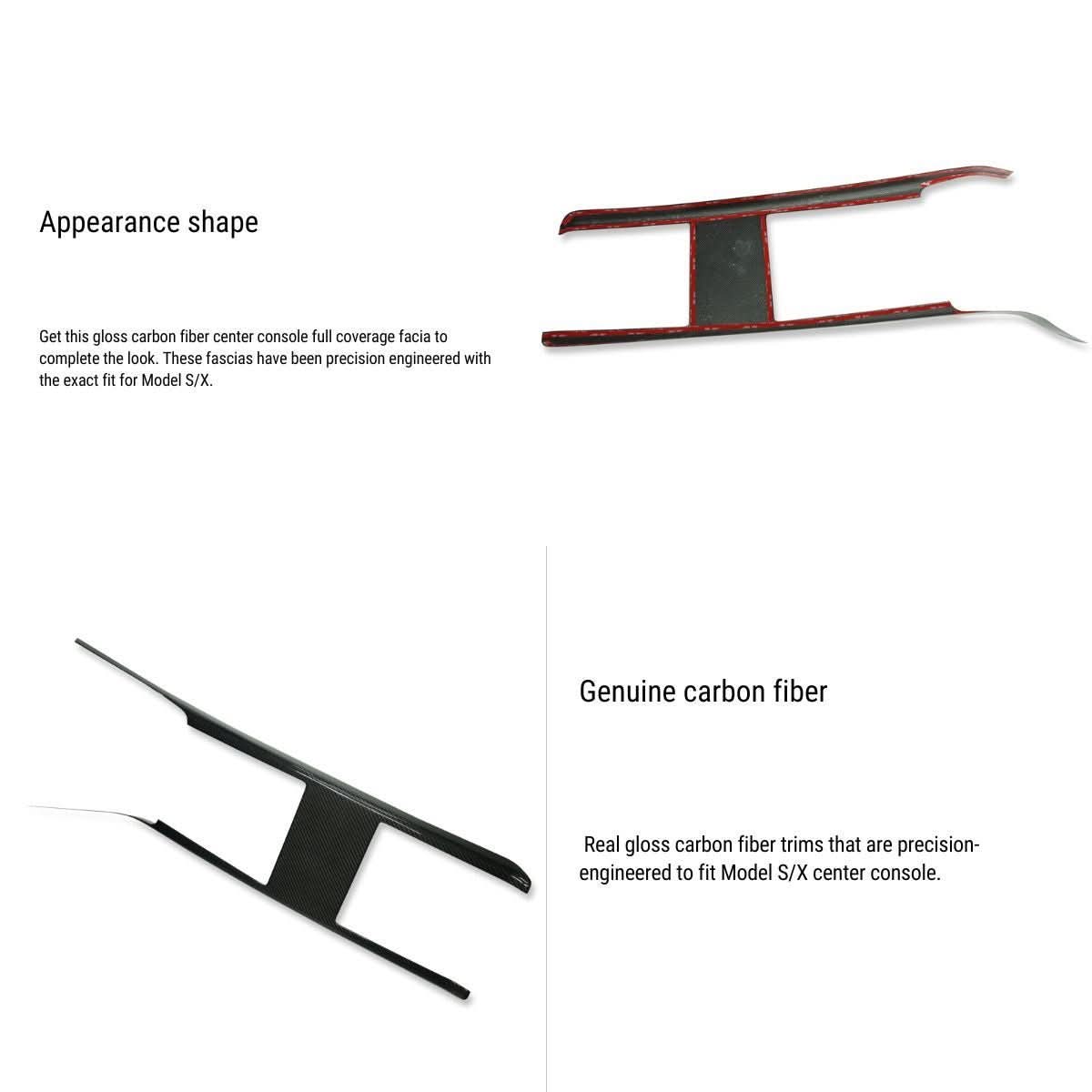 Carbon fiber Center console trim panel for Model S/X 2022+