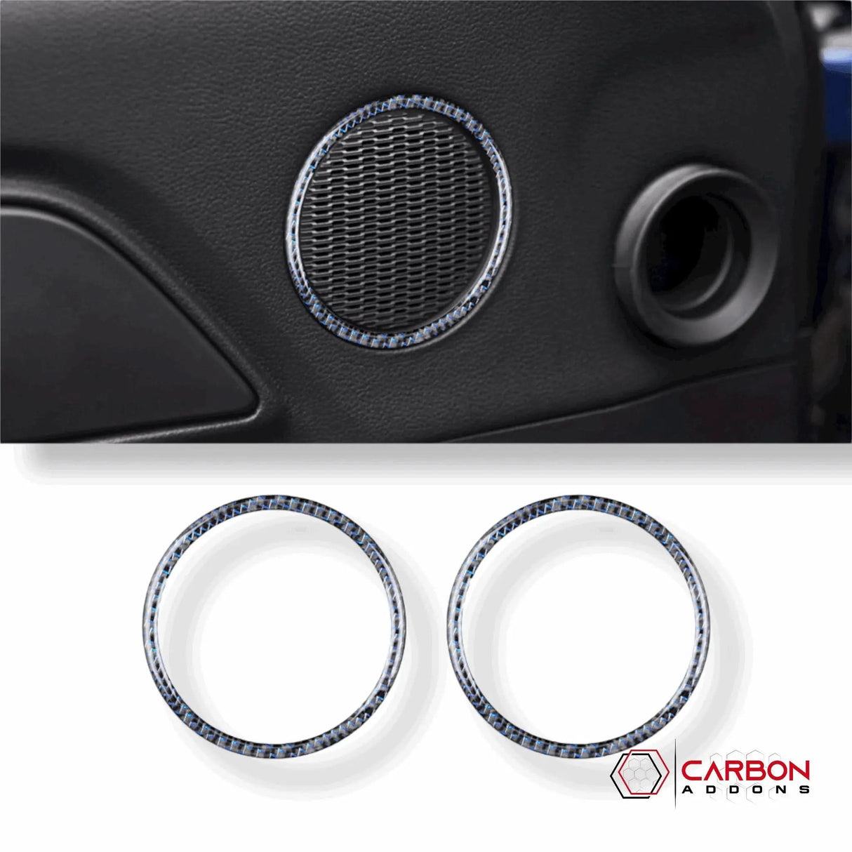 Carbon Fiber Door Speaker Trim Overlay for Mustang 2015-2023