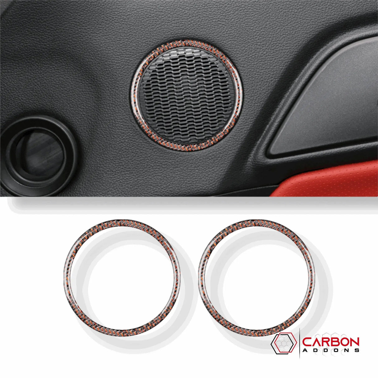 Carbon Fiber Door Speaker Trim Overlay for Mustang 2015-2023