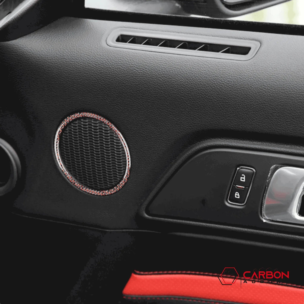 Carbon Fiber Door Speaker Trim Overlay for Mustang 2015-2023