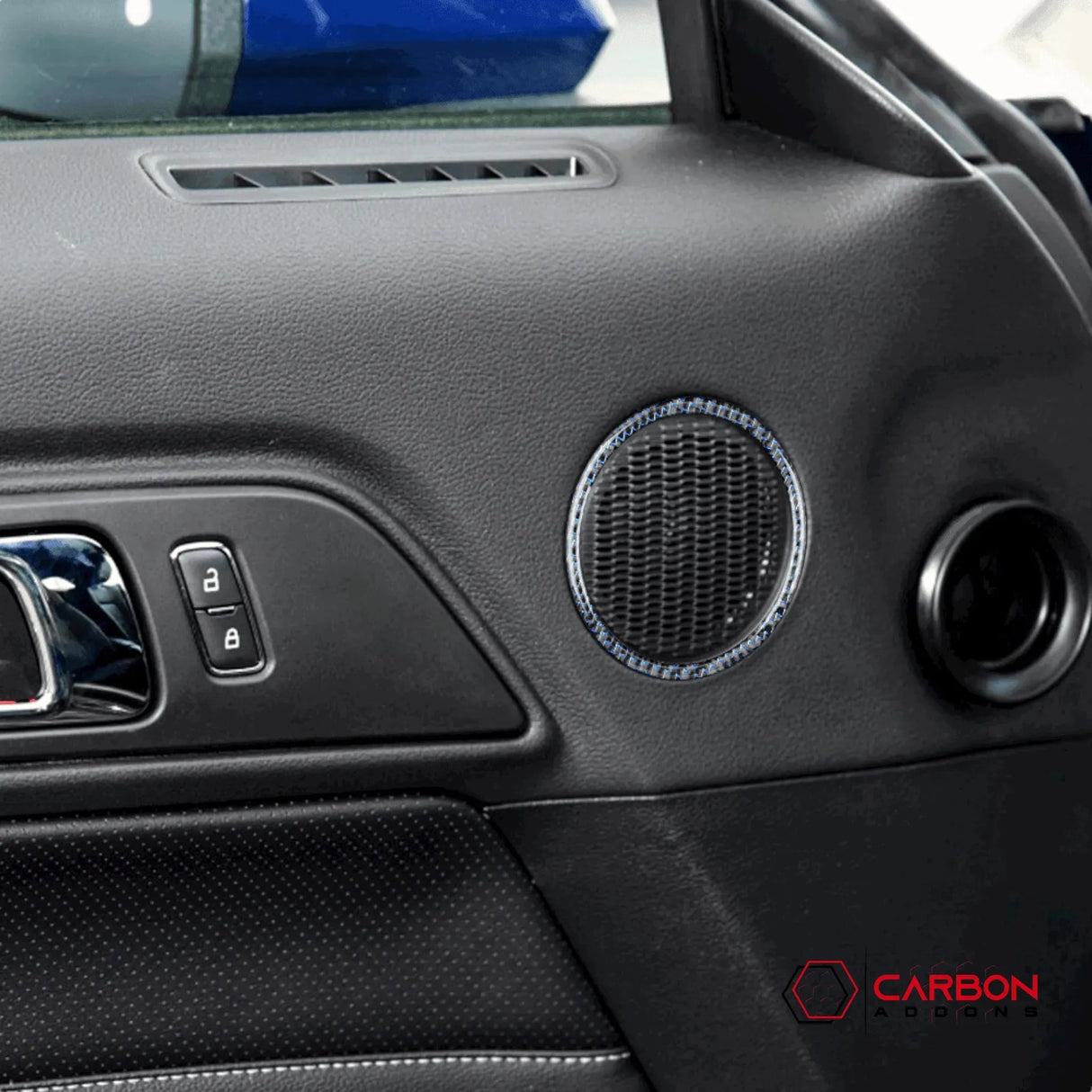 Carbon Fiber Door Speaker Trim Overlay for Mustang 2015-2023