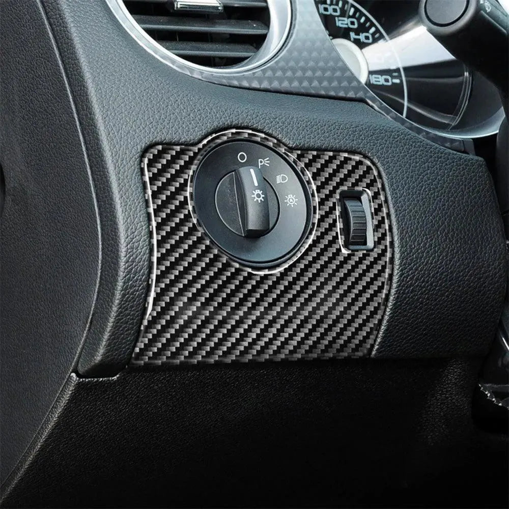 Carbon Fiber Headlight Control Trim interior Overlay For Mustang 2010-2014