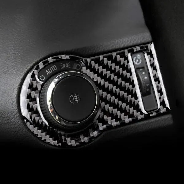 Carbon Fiber Headlight Switch Button Panel Overlay for Chevrolet Camaro 2010-2015