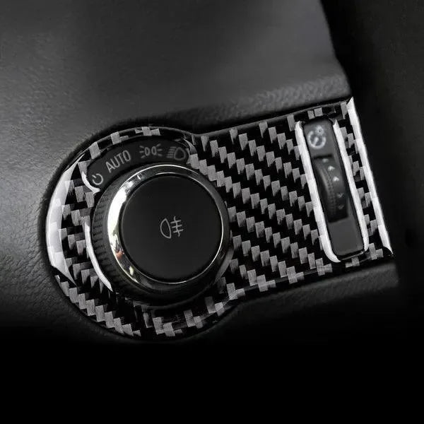 Carbon Fiber Headlight Switch Button Panel Overlay for Chevrolet Camaro 2010-2015