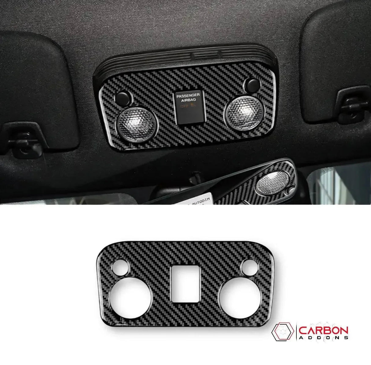 Carbon Fiber Overhead Dome Light Trim Overlay for Mustang 2015-2023