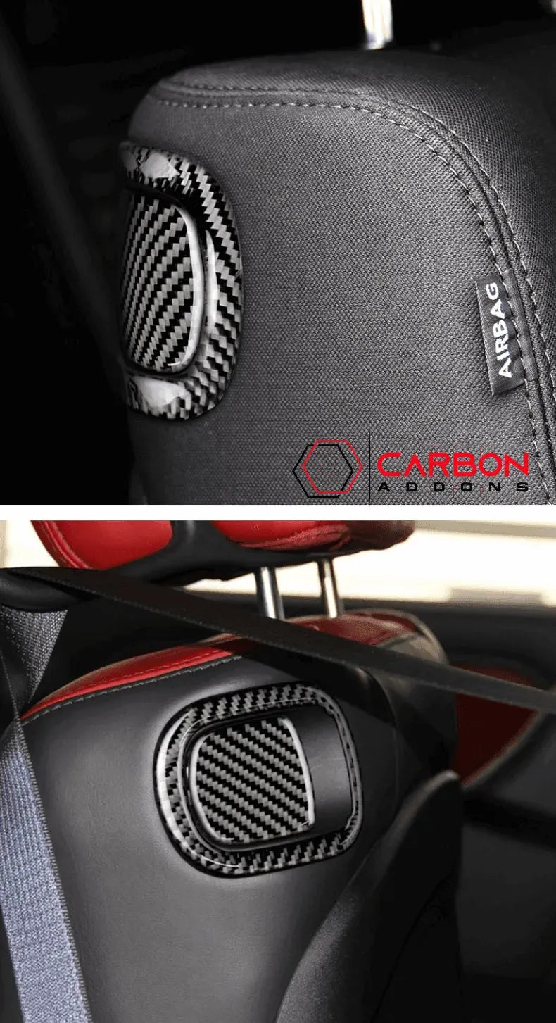 Carbon Fiber Rear Seat Pull Trim and Handle Overlay for Dodge Challenger 2015-2023