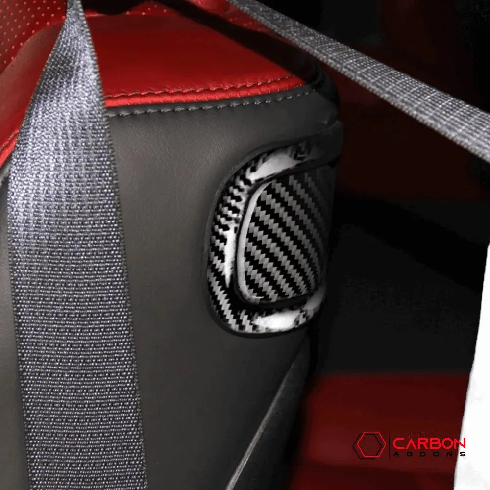 Carbon Fiber Rear Seat Pull Trim and Handle Overlay for Dodge Challenger 2015-2023