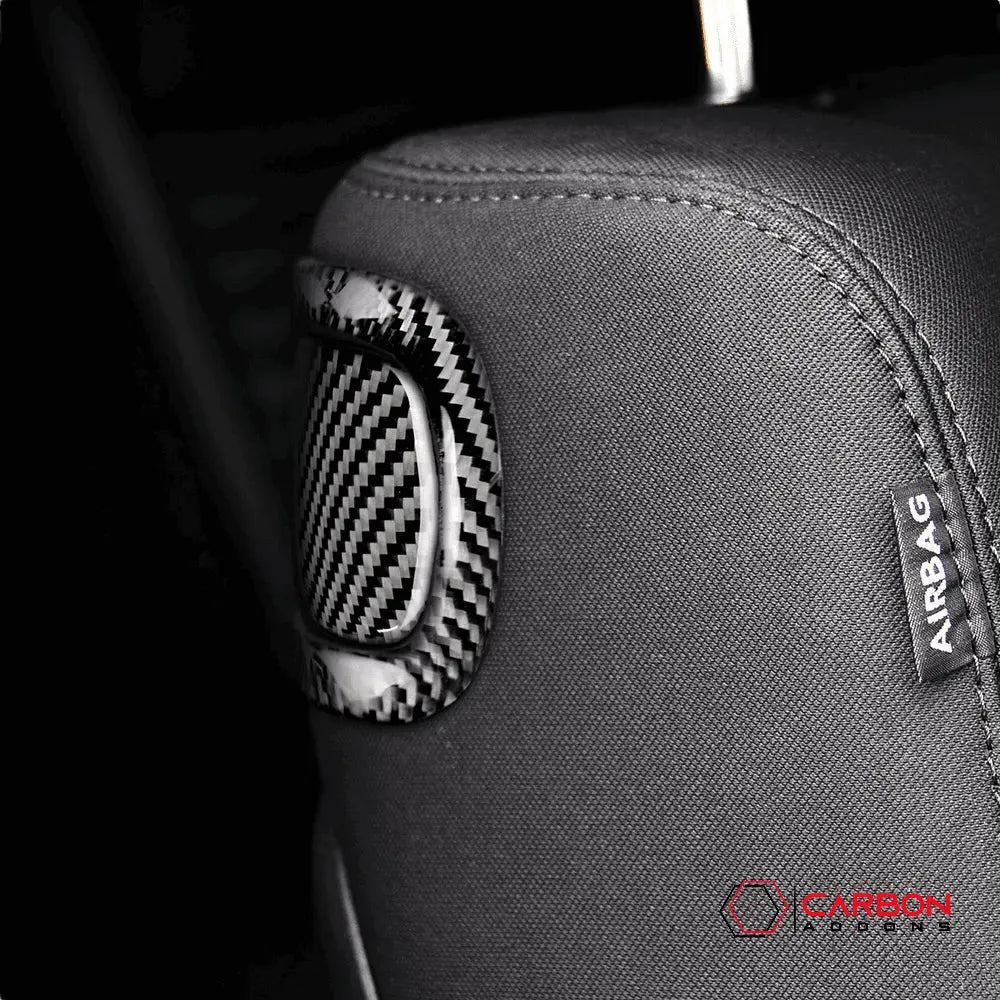 Carbon Fiber Rear Seat Pull Trim and Handle Overlay for Dodge Challenger 2015-2023