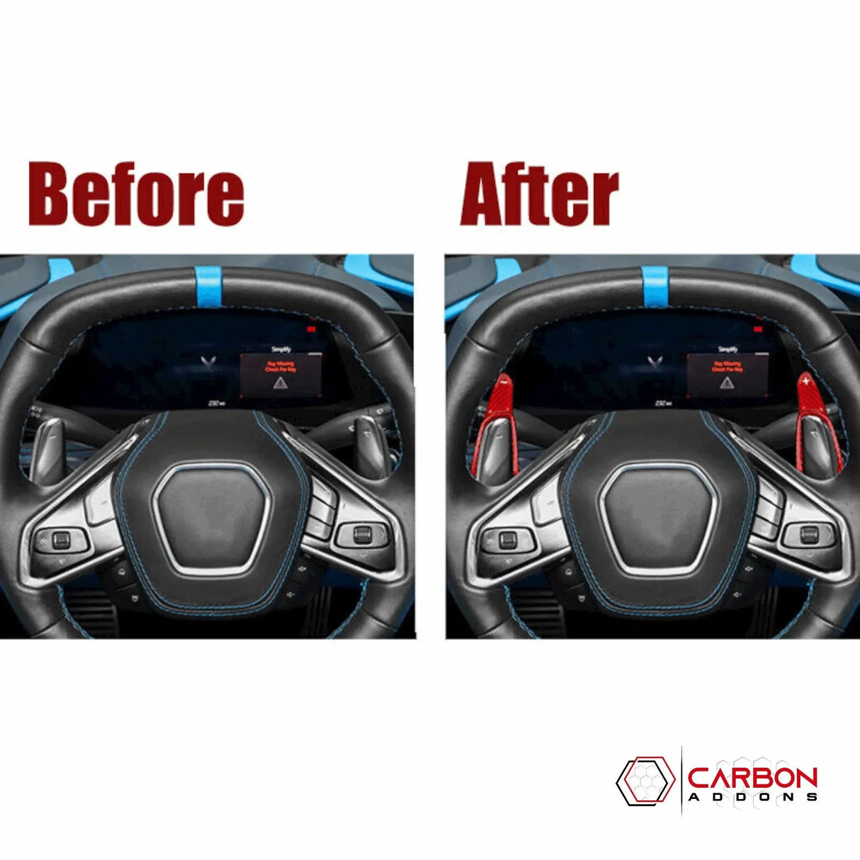 C8 Corvette Real Carbon Fiber Paddle Shifter Extensions | Steering Wheel Upgrade (2020–2026)