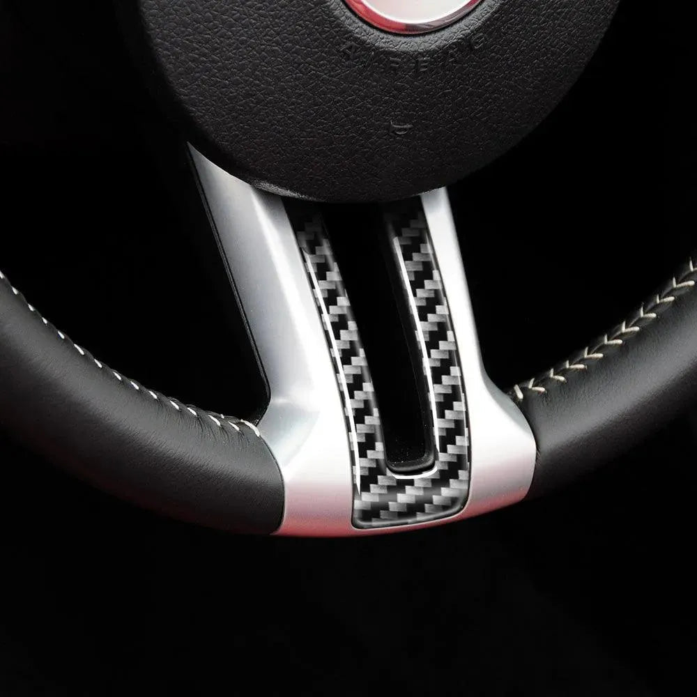 Carbon Fiber Steering Wheel Trim Interior Overlay For Mustang 2010-2014