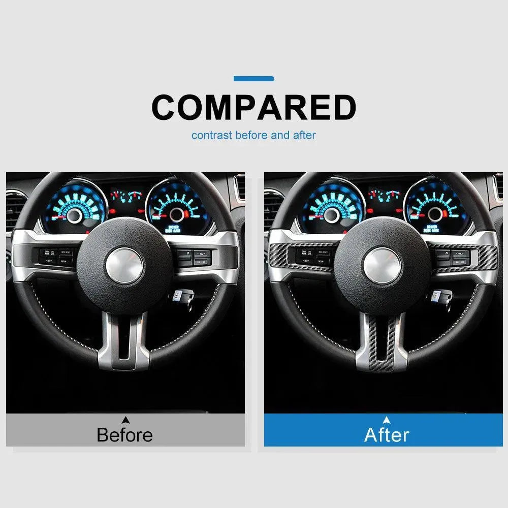 Carbon Fiber Steering Wheel Trim Interior Overlay For Mustang 2010-2014