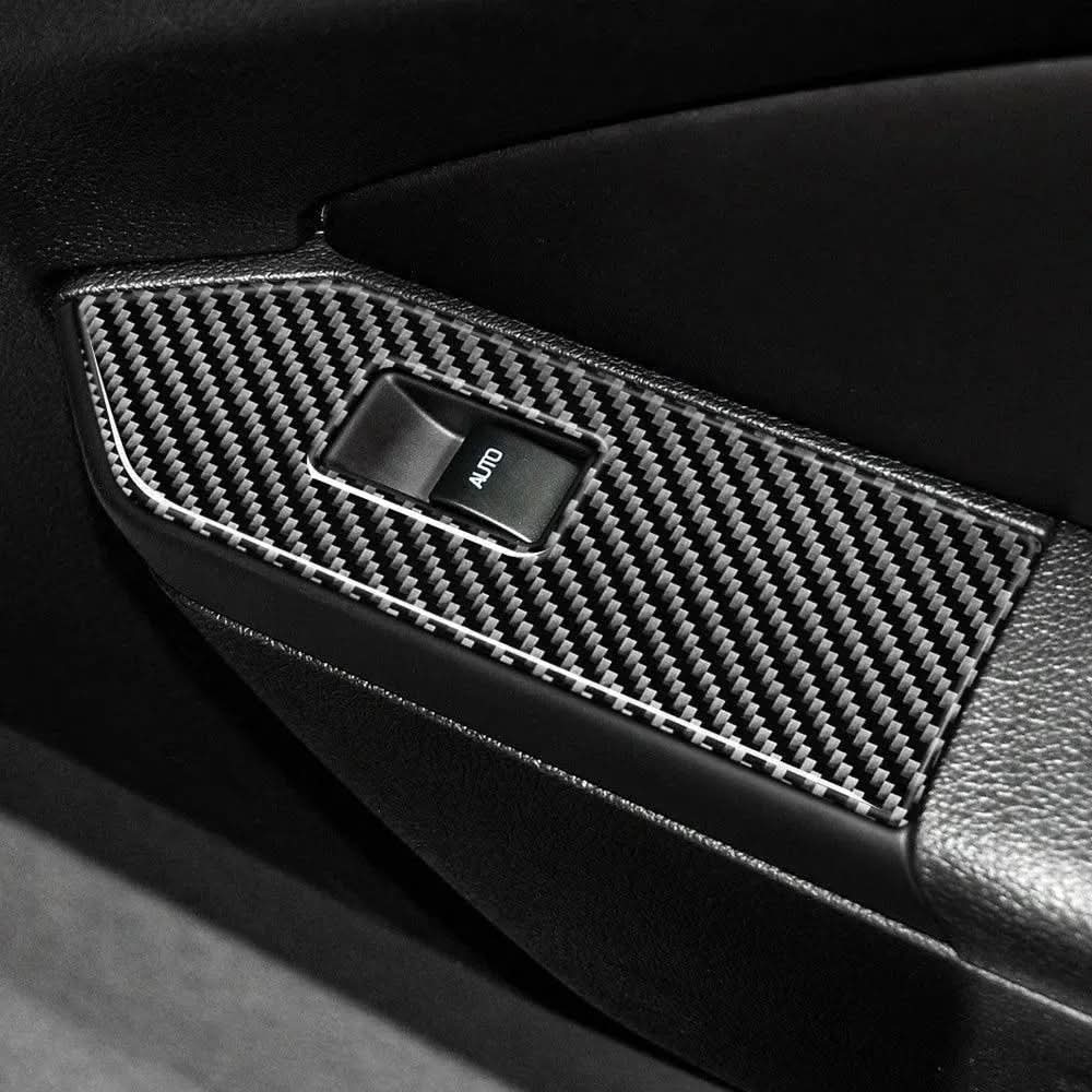 Carbon Fiber Window Switch Control Trim Interior Overlay Kit For Mustang 2010-2014