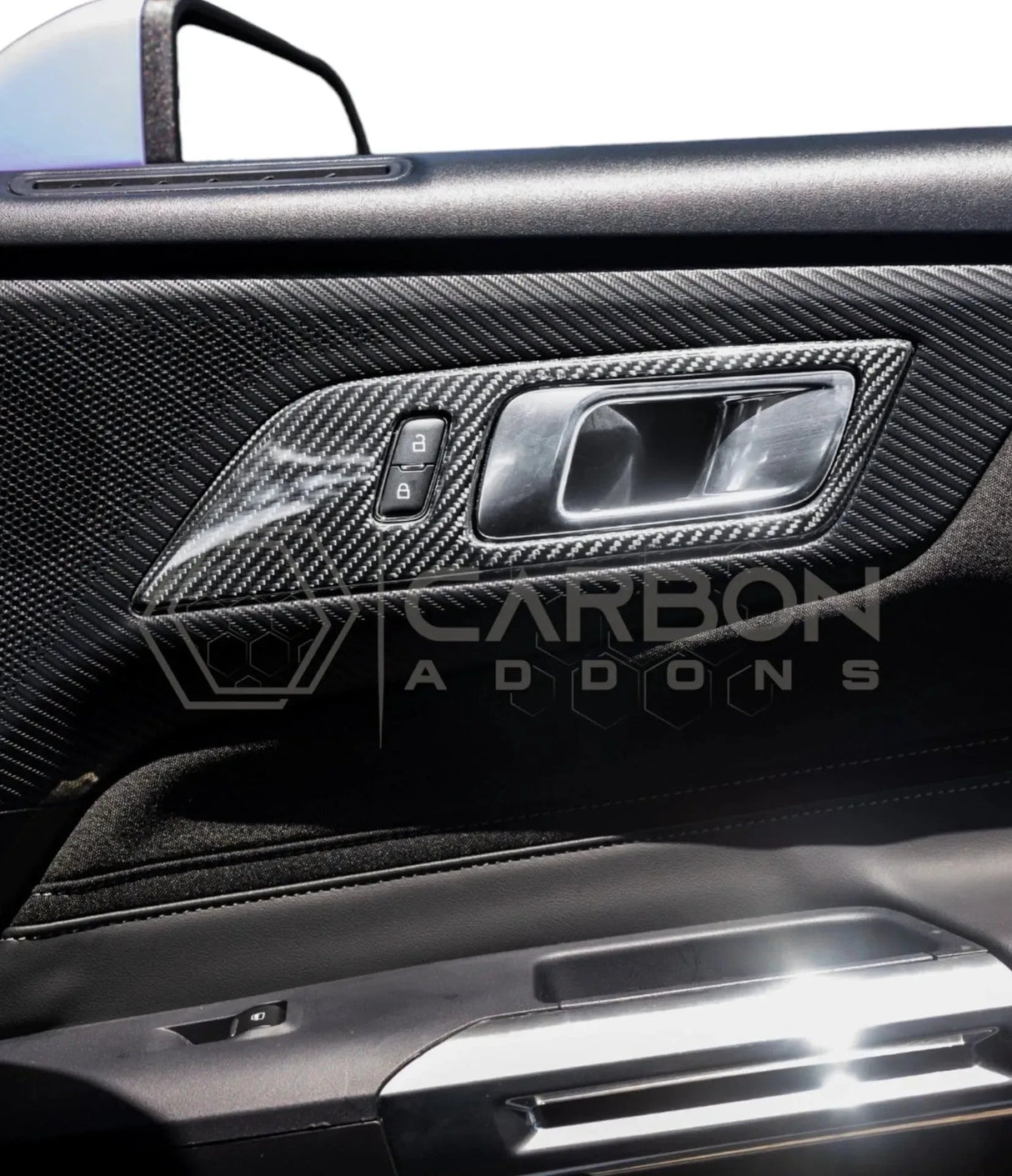 Real Carbon Fiber Interior Door Handle Trim Covers for 2024+ Ford Mustang