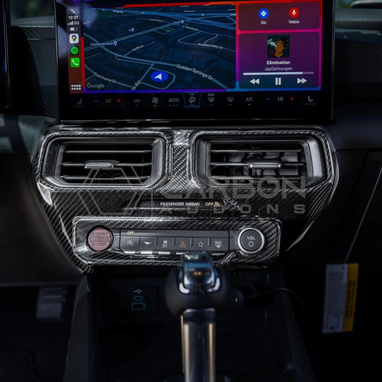 2024+ S650 Mustang Hard Carbon Fiber Dashboard Center AC Vent Trim Cover