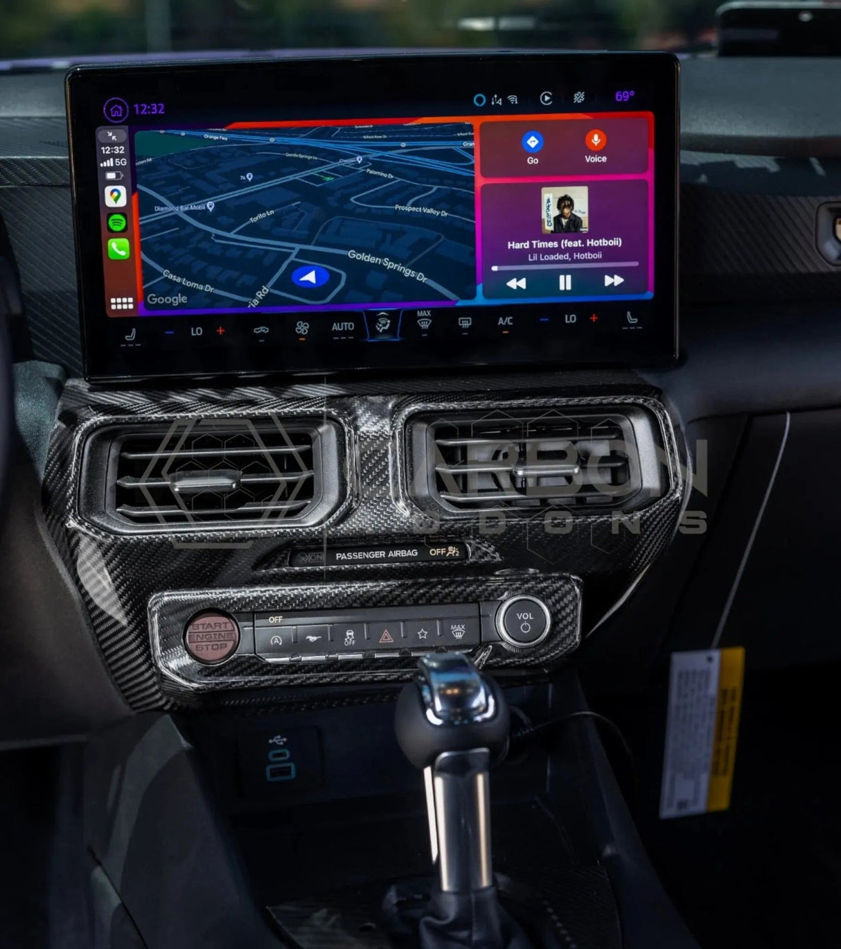 2024+ S650 Mustang Hard Carbon Fiber Dashboard Center AC Vent Trim Cover