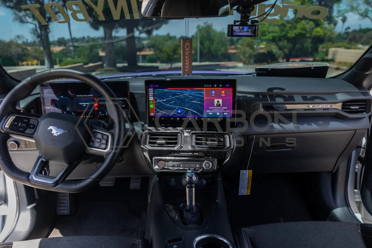 2024+ S650 Mustang Hard Carbon Fiber Dashboard Center AC Vent Trim Cover