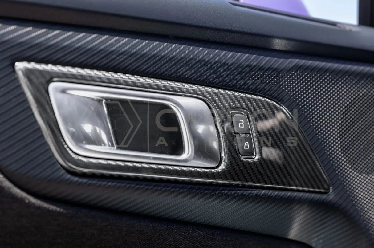 Real Carbon Fiber Interior Door Handle Trim Covers for 2024+ Ford Mustang