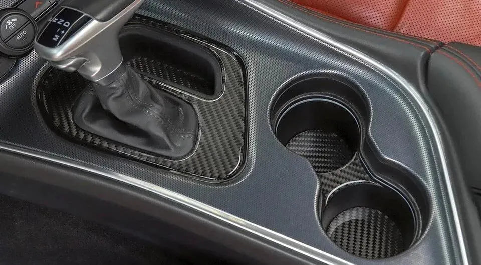 Carbonaddons Real Carbon Fiber Center Console Overlay Kit for Dodge Challenger 2015-2023