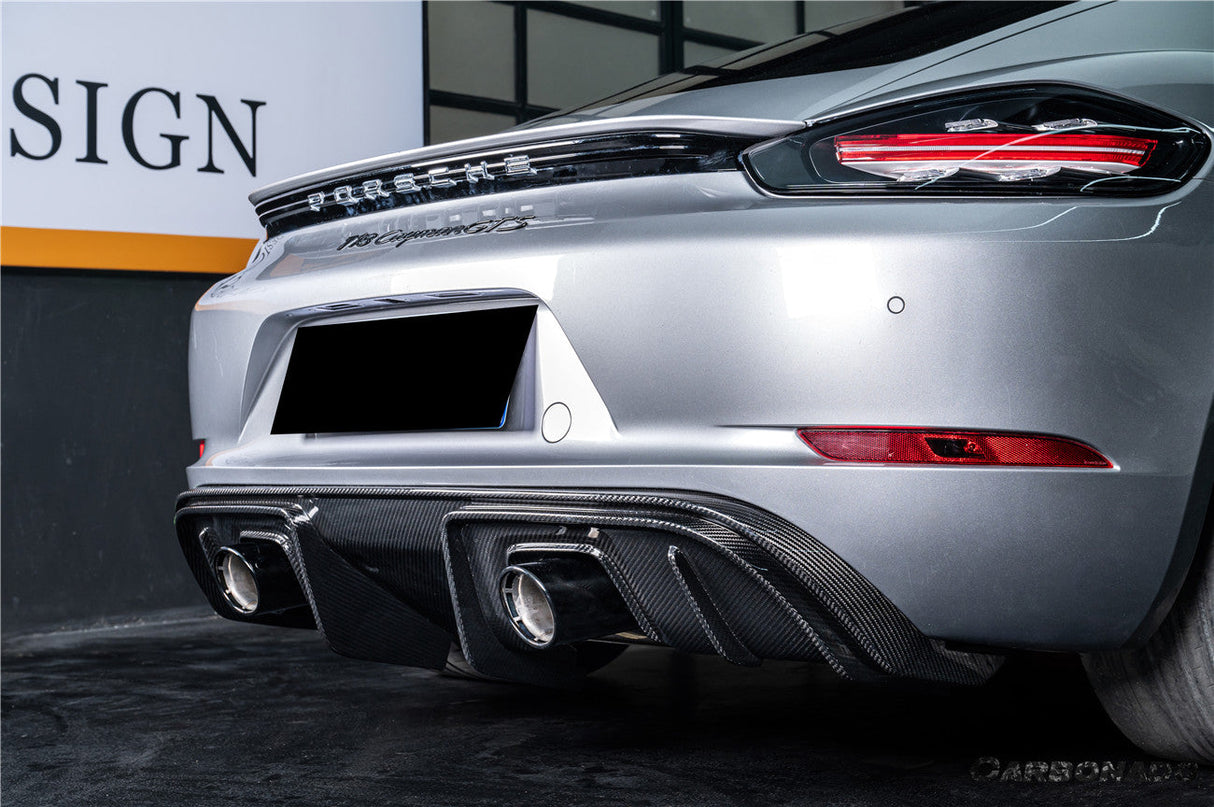 2017-2025 Porsche 718 Cayman Boxster GT4 Style Dry Carbon Fiber Rear Diffuser Lip