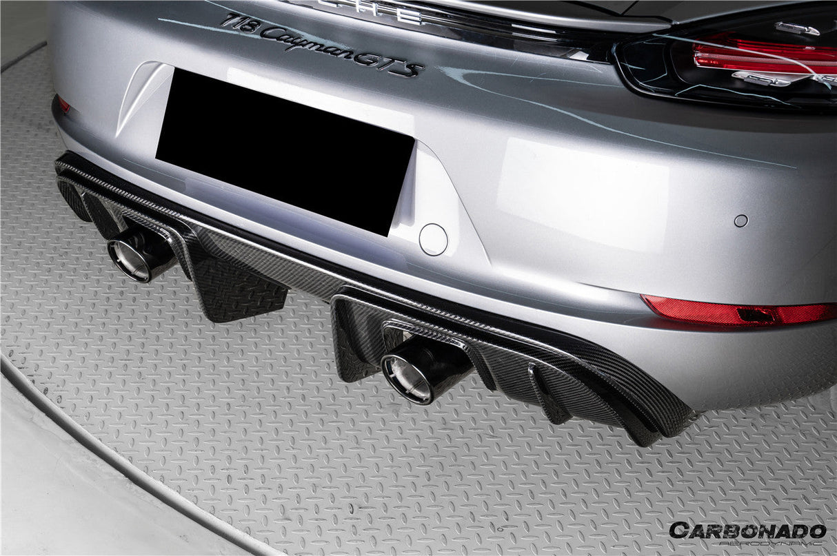 2017-2025 Porsche 718 Cayman Boxster GT4 Style Dry Carbon Fiber Rear Diffuser Lip