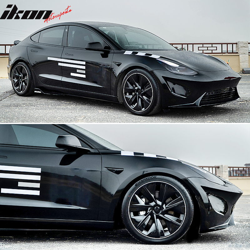 2017-2023 Tesla 3 Unpainted Black Front Bumper Guard Rear Bumper PP