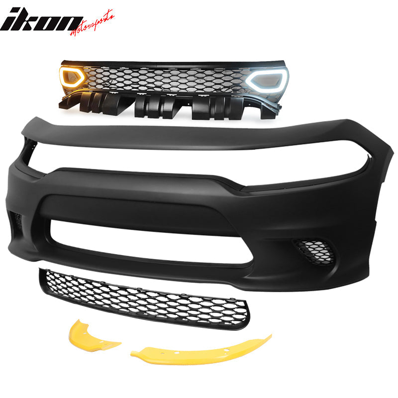 2015-2023 Dodge Charger Front Bumper Cover Yellow Splitter Grille PP