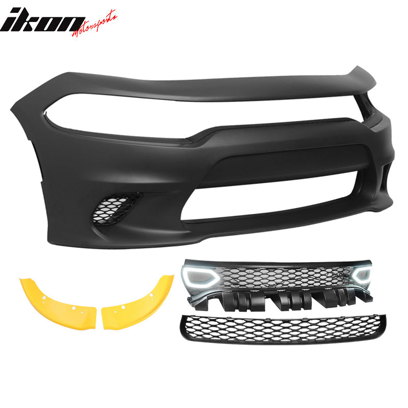 2015-2023 Dodge Charger Front Bumper Cover Yellow Splitter Grille PP