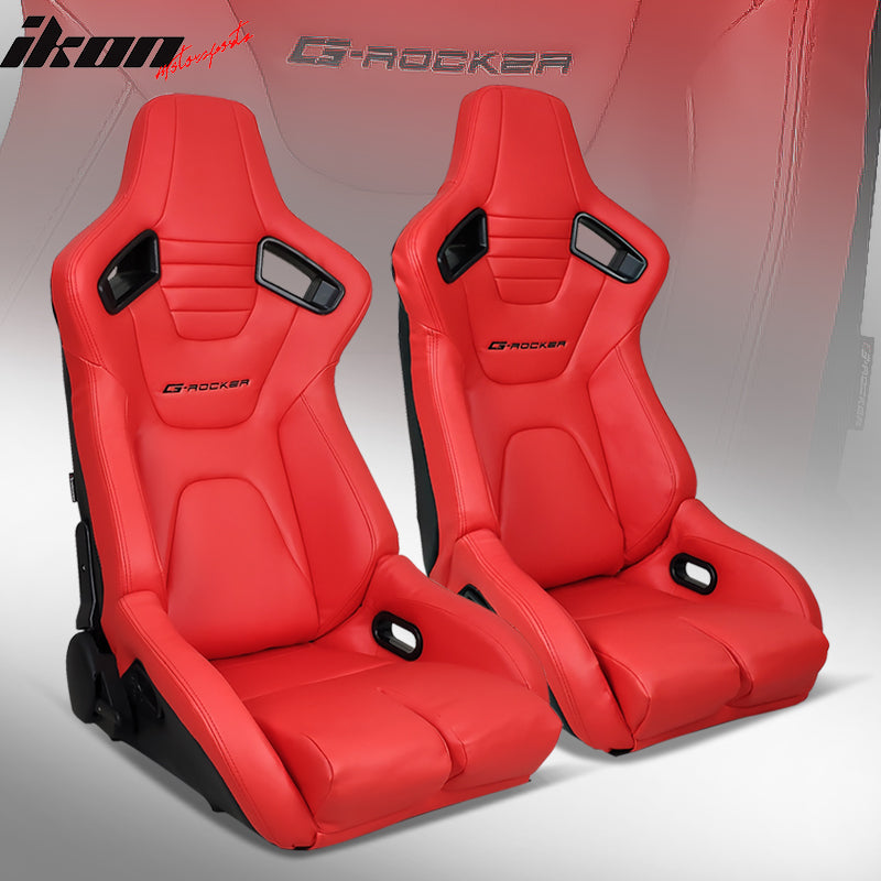 Universal Reclinable Bucket Racing Seat Dual Slider PU Carbon Leather