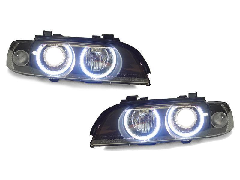 1997-2003 BMW E39 5 Series Black Projector Angel Eye Headlights