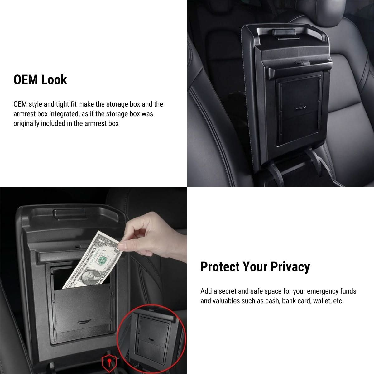 Hidden Center Console Organizer For Tesla Model 3 / Y