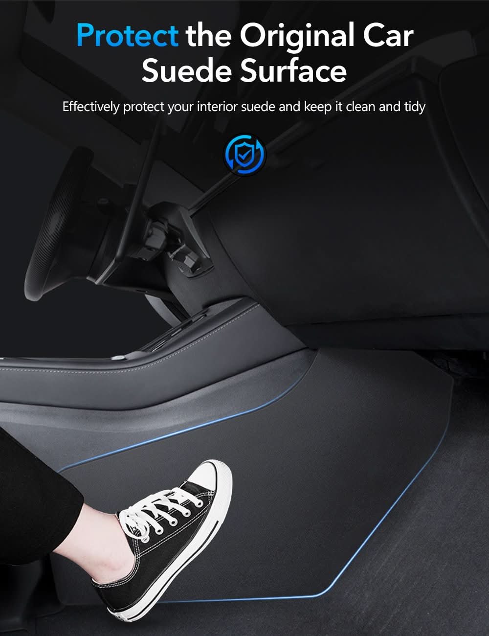 Center Console Side Anti-Kick Mat For Tesla Model Y