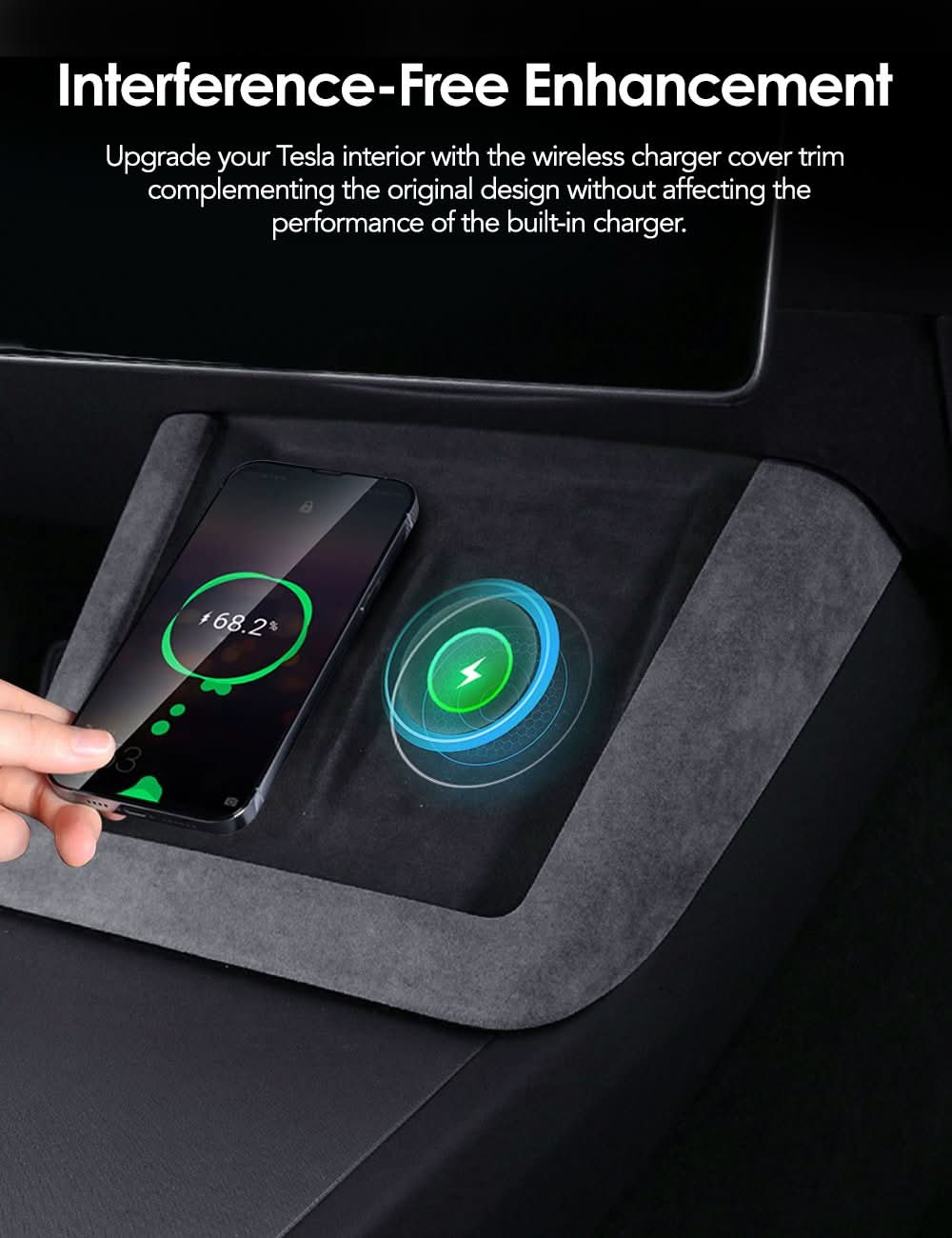 Center Console Wireless Charger Cover Trim for Model 3 Highland & Model Y Juniper