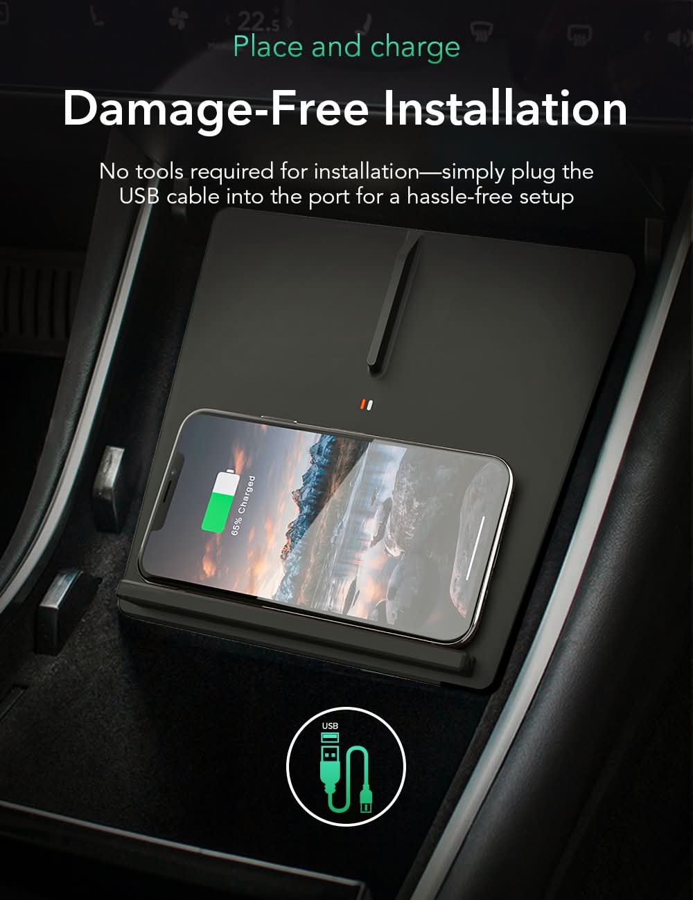 Center Console Wireless Charger for Tesla Model 3