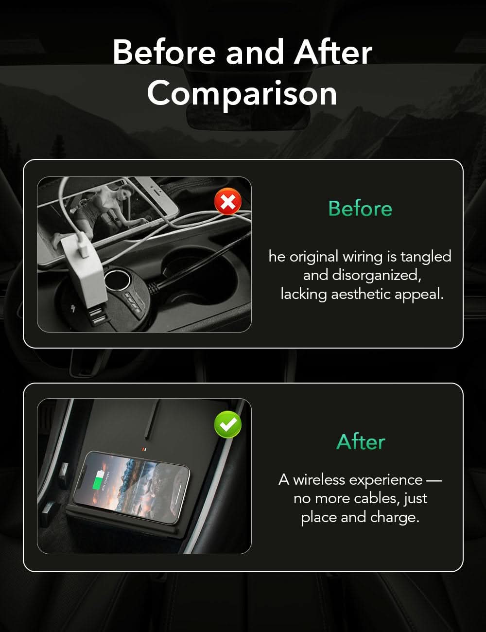 Center Console Wireless Charger for Tesla Model 3