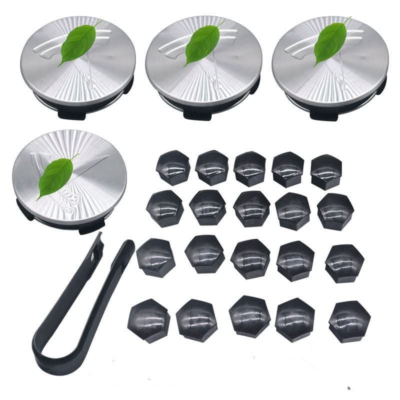 Wheel Center Cap Kit with Puller for Model 3/Y/S/X | 4 Hub Caps + 20 Lug Nut Covers