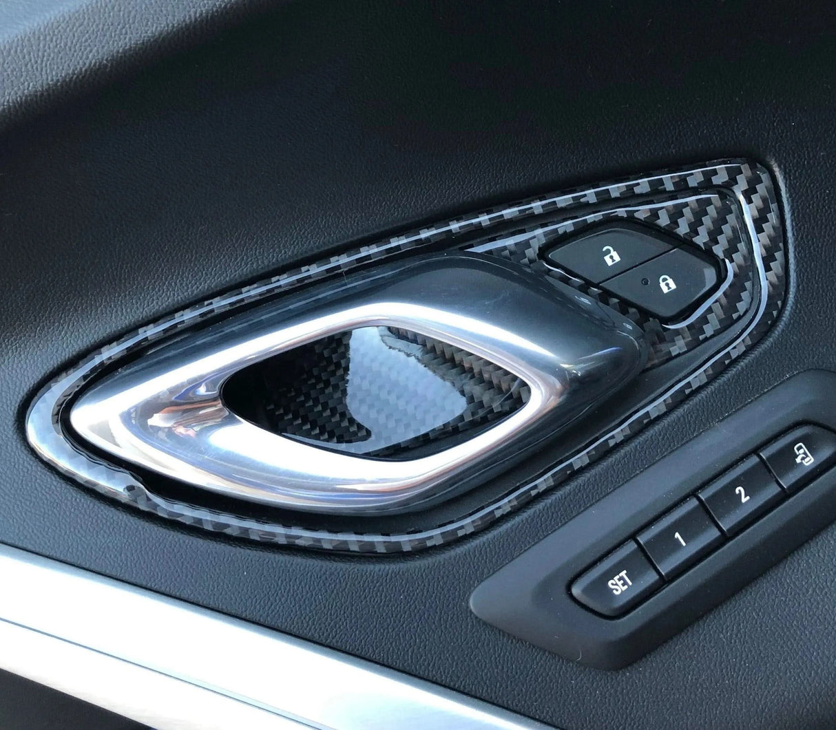 Chevrolet Camaro 2016-2024 Real Carbon Fiber Interior Door Handle Overlay
