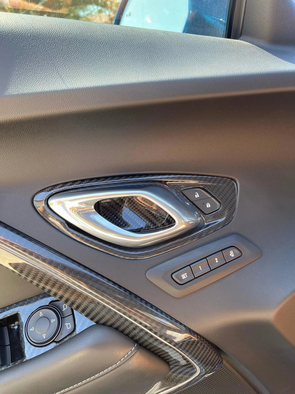 Chevy Camaro 2016-2024 Interior Door Handle Trim Carbon Fiber Cover