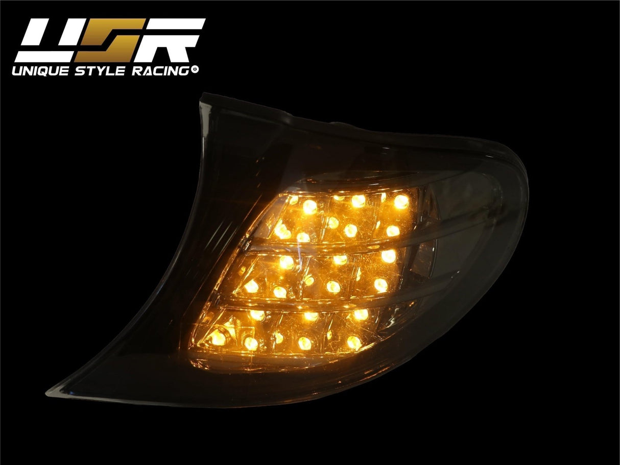2002-2005 BMW E46 Black Smoke Corner Lights with Amber LED