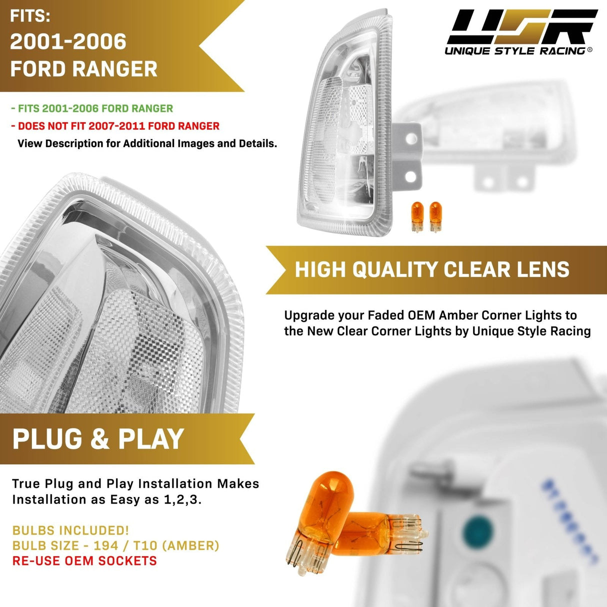 2001-2006 Ford Ranger Clear Corner Lights