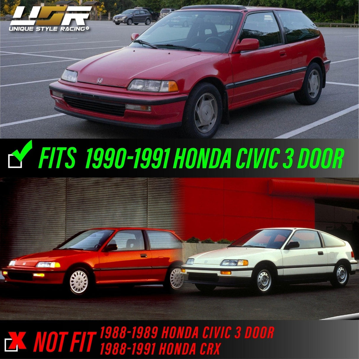 1990-1991 Honda Civic 3D USDM Style Smoke Corner Lights