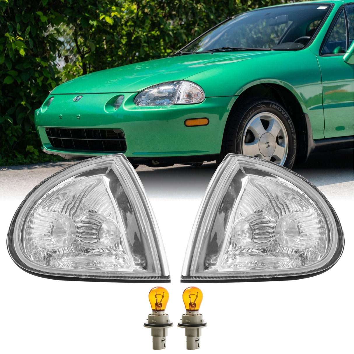 1993-1997 Honda Del Sol Chrome Clear Corner Lights