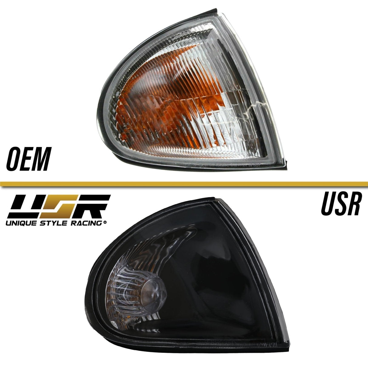 1993-1997 Honda Del Sol Black Clear Corner Lights